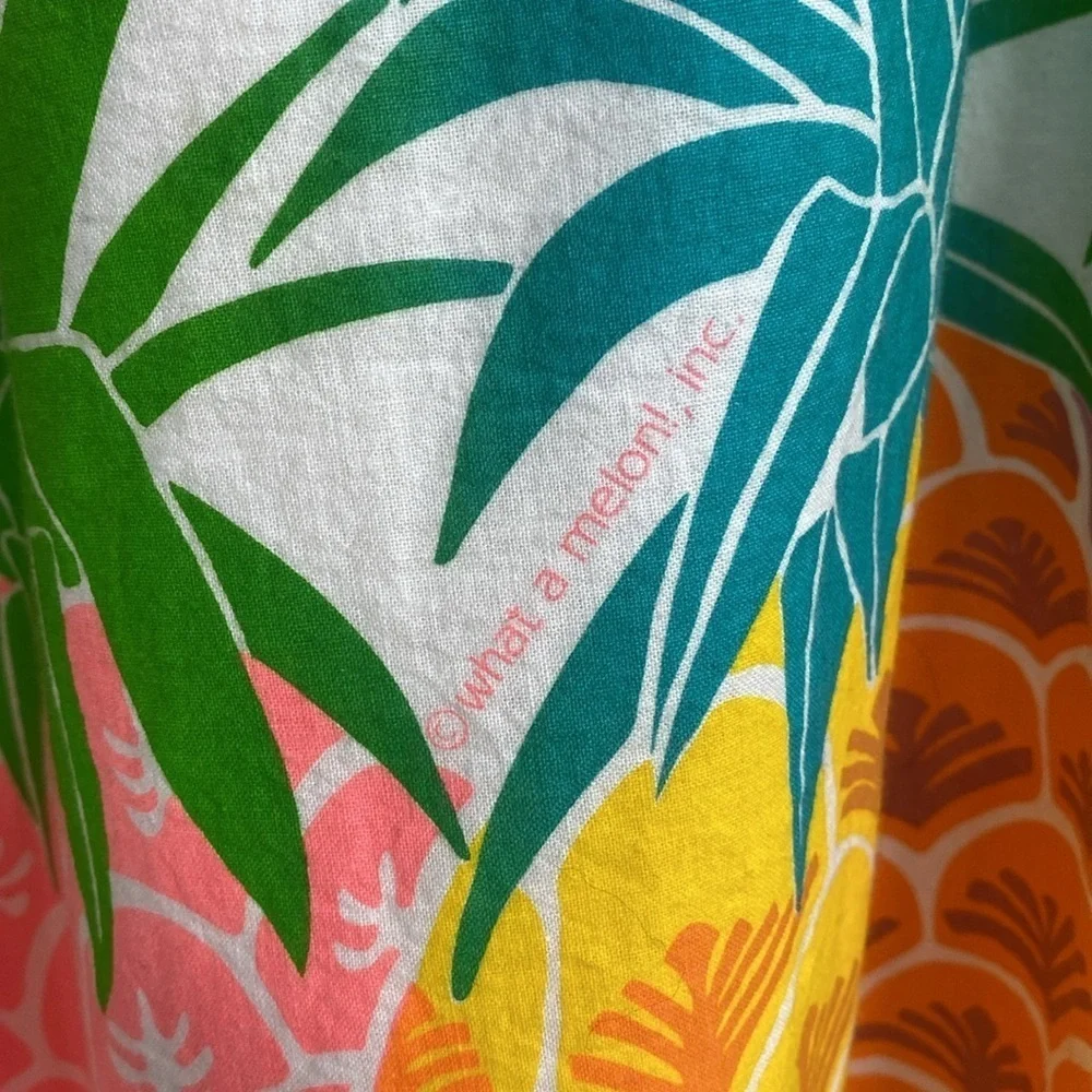 Vintage‎ Hawaiian 80's Skirt Pineapple Print  Cotton Pockets